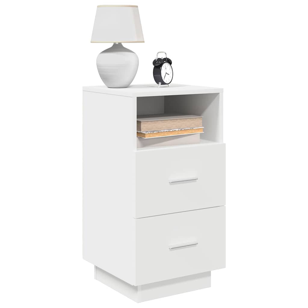 Mesa de cabeceira com 2 gavetas 36x36x68 cm branco