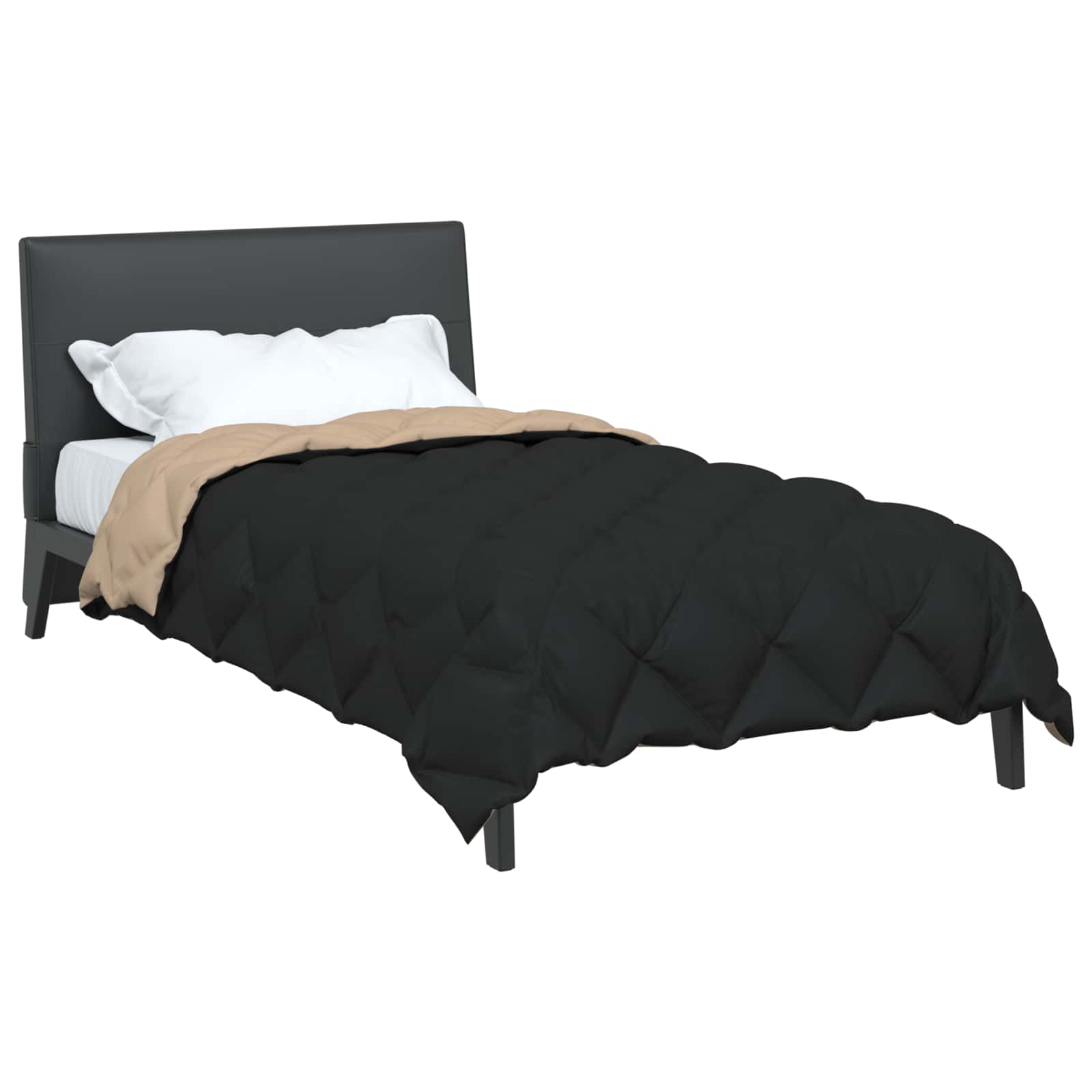 Edredom de inverno 140 x 200 cm 450 gsm preto e taupe
