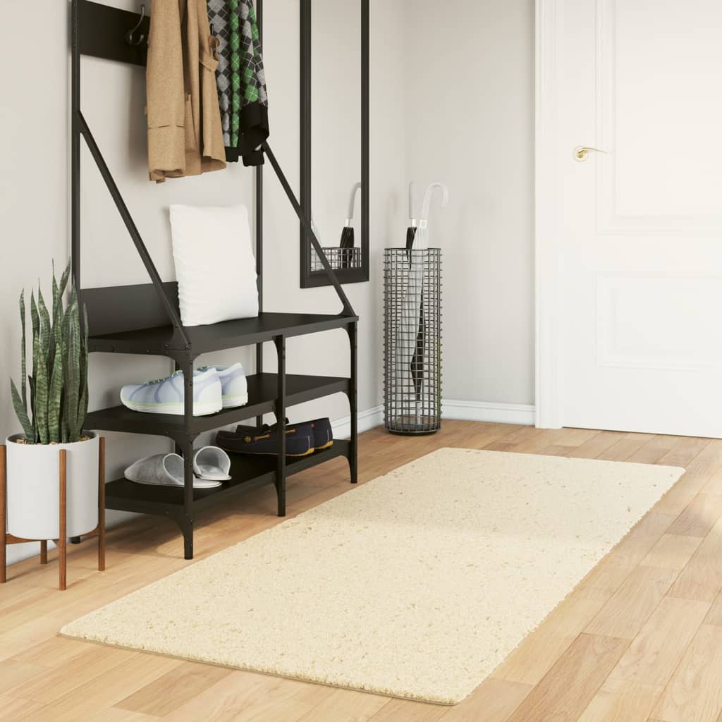 Tapete pelo curto macio e lavável huarte 80x200 cm cor creme