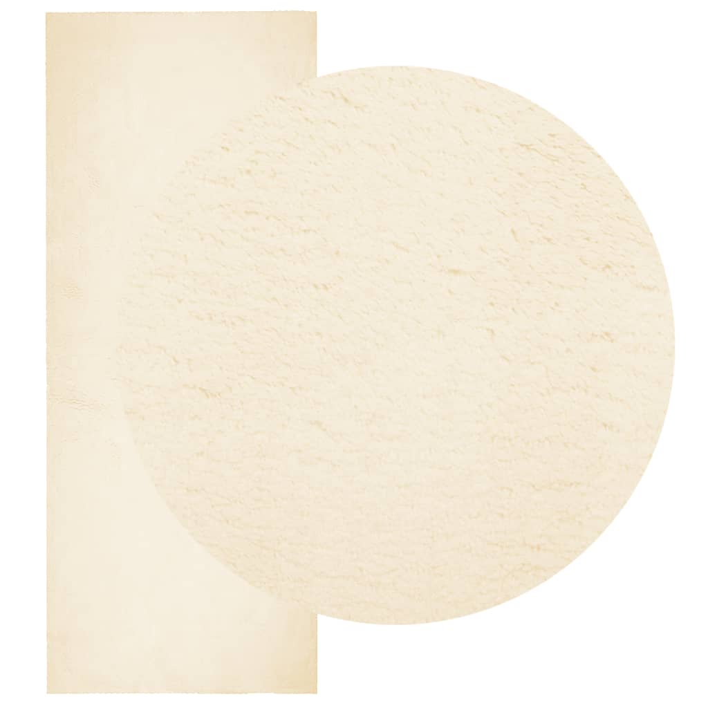 Tapete pelo curto macio e lavável huarte 80x200 cm cor creme