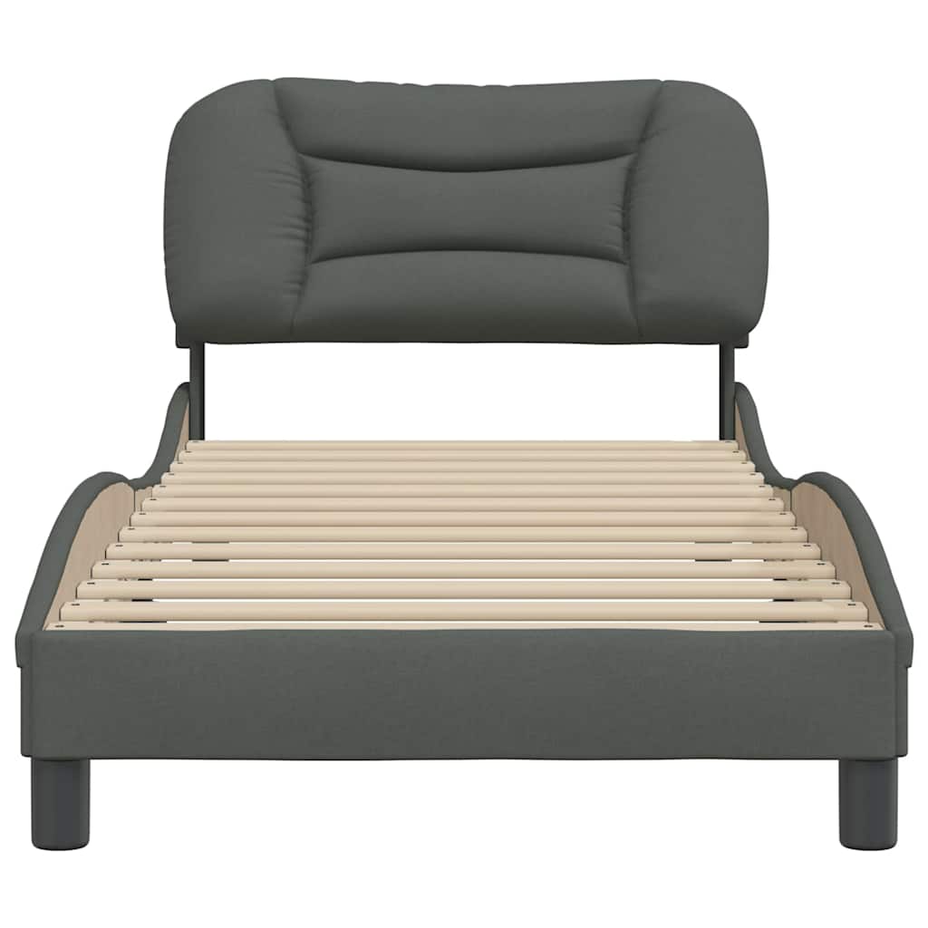 Estrutura de cama sem colchão hvar 90x190 cm tecido cinzento-escuro