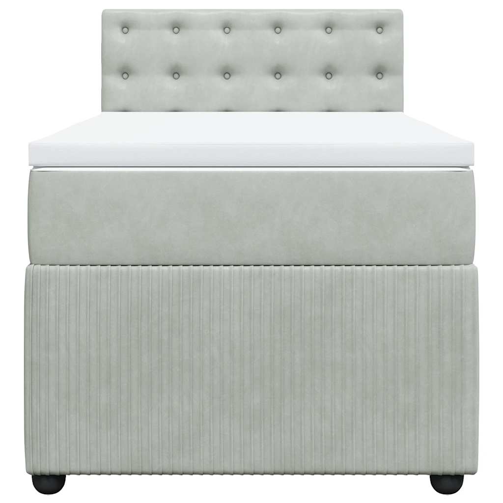 Cama com molas/colchão 90x200 cm veludo cinza-claro