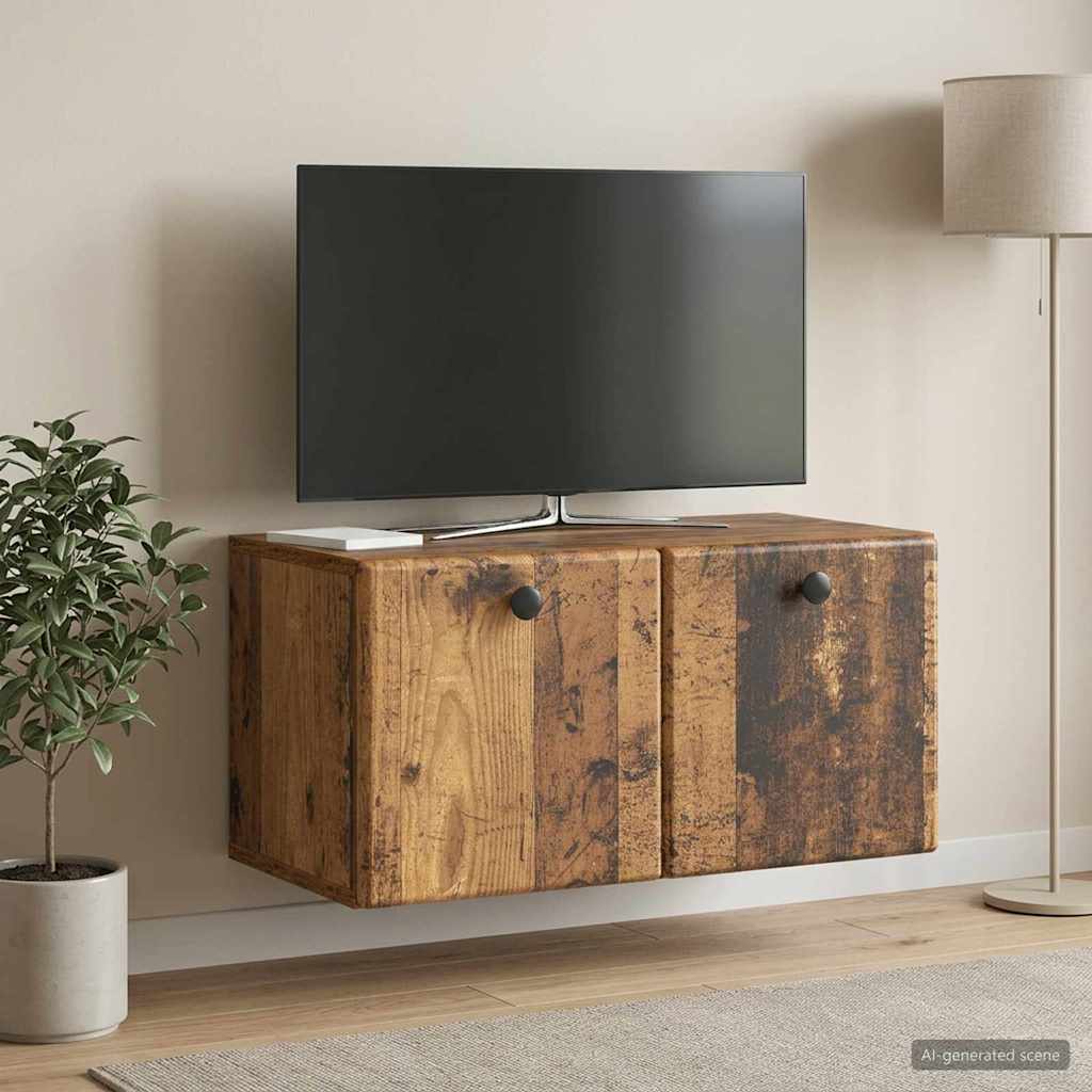 Gabinete de TV de parede 59,5 x 31 x 30 cm madeira antiga