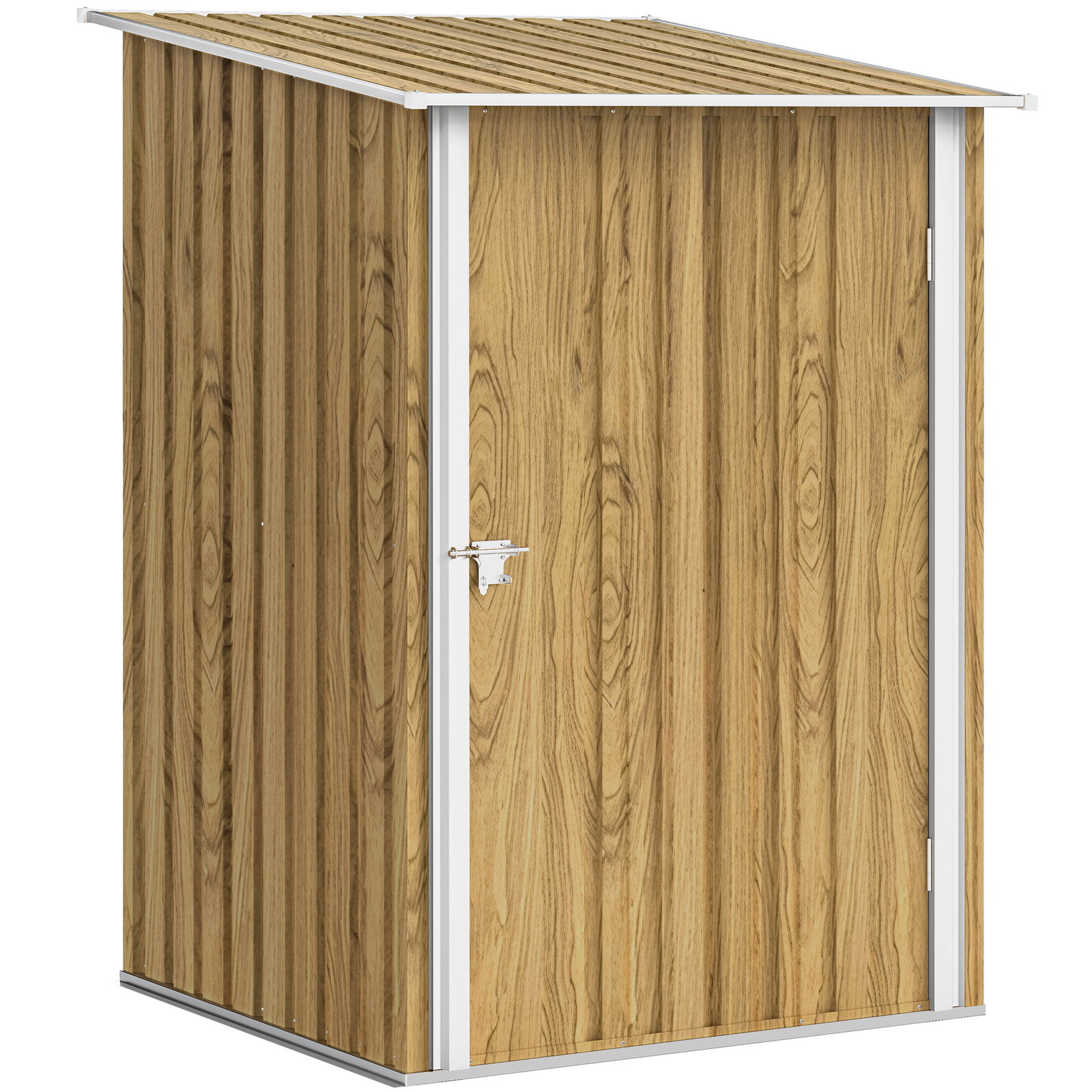 Abrigo de jardim metálica 0,92 m² 100x103x160 cm com 1 porta e fecho para armazenamento de ferramentas castanho claro