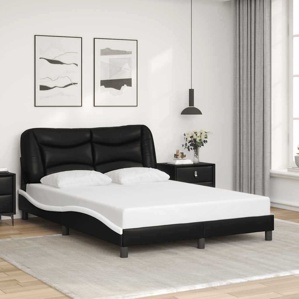 Estrutura de cama sem colchão hvar couro artif. 140x190cm preto/branco