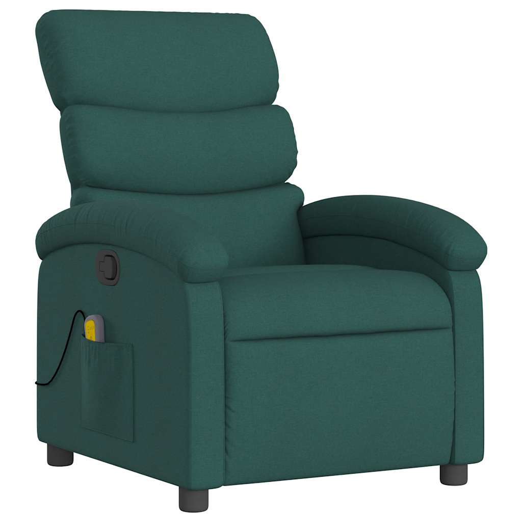 Poltrona de massagem reclinável em tecido verde escuro