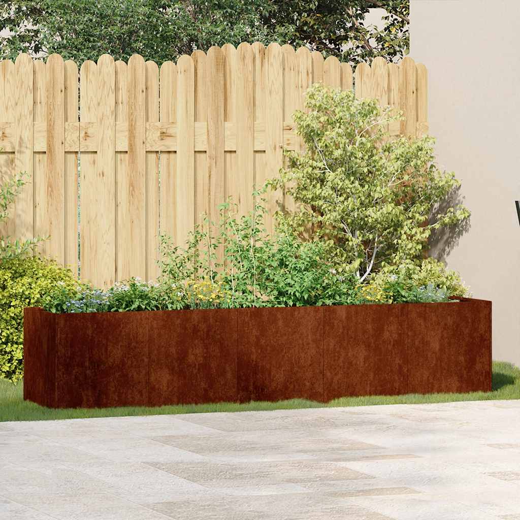 Floreira enferrujada 200x40x40 cm aço resistente