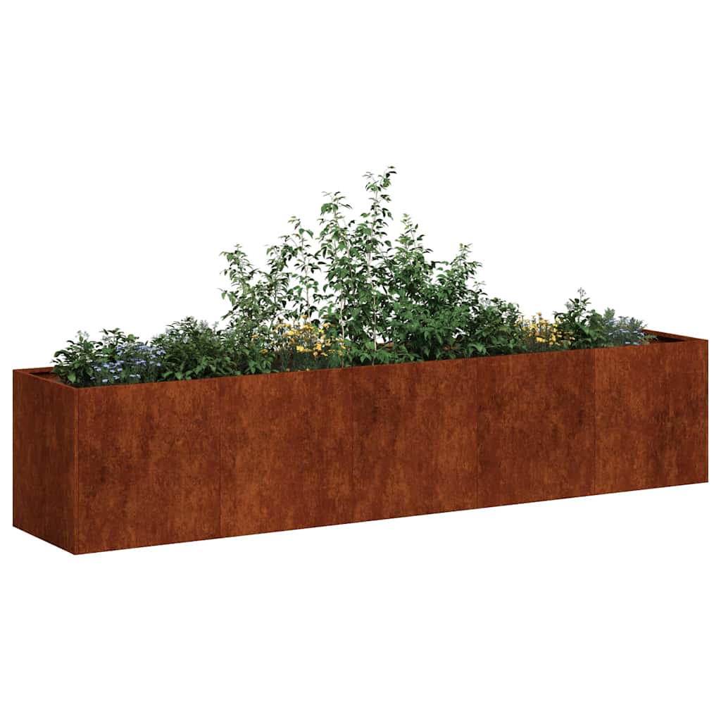 Floreira enferrujada 200x40x40 cm aço resistente
