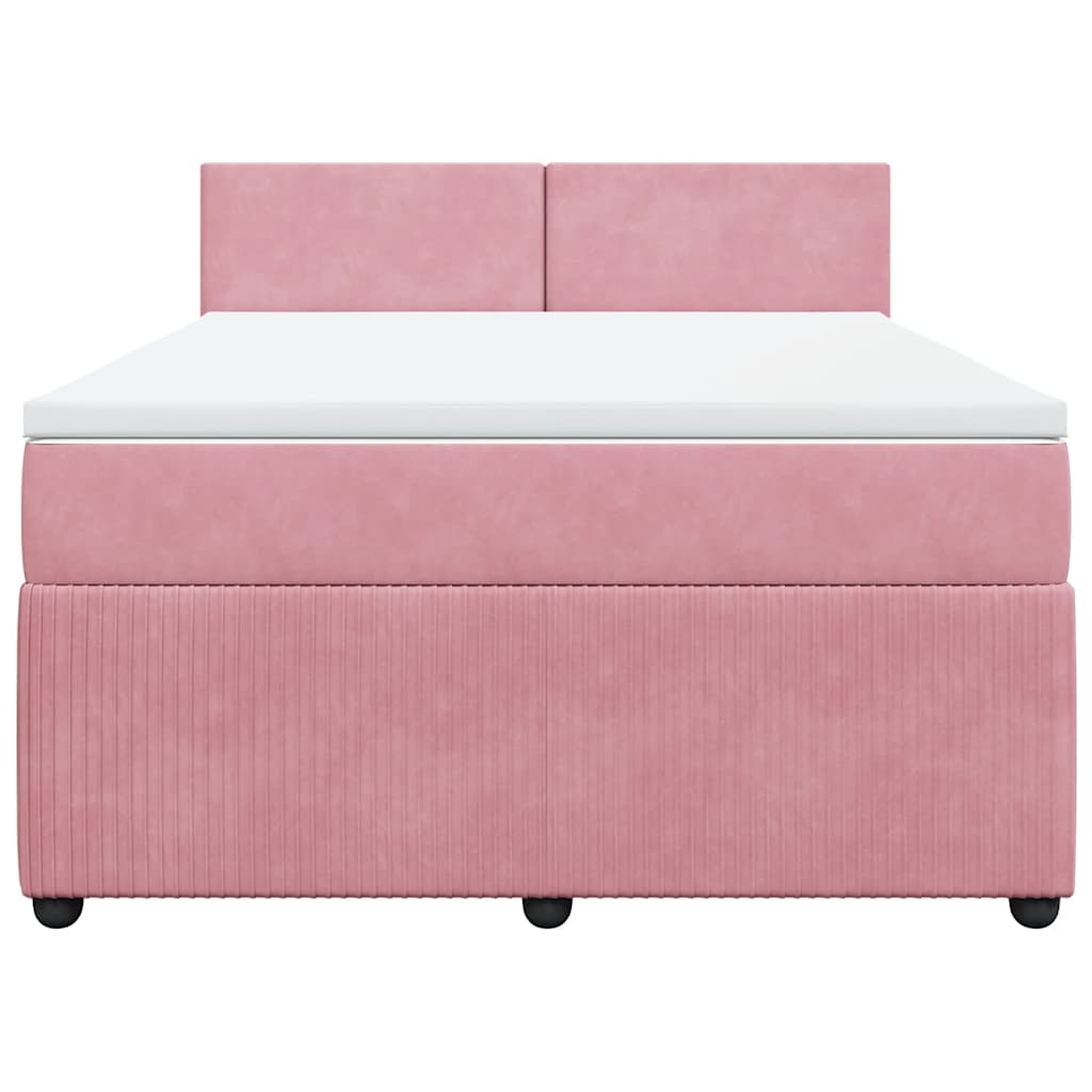 Cama com molas/colchão 140x190 cm veludo rosa