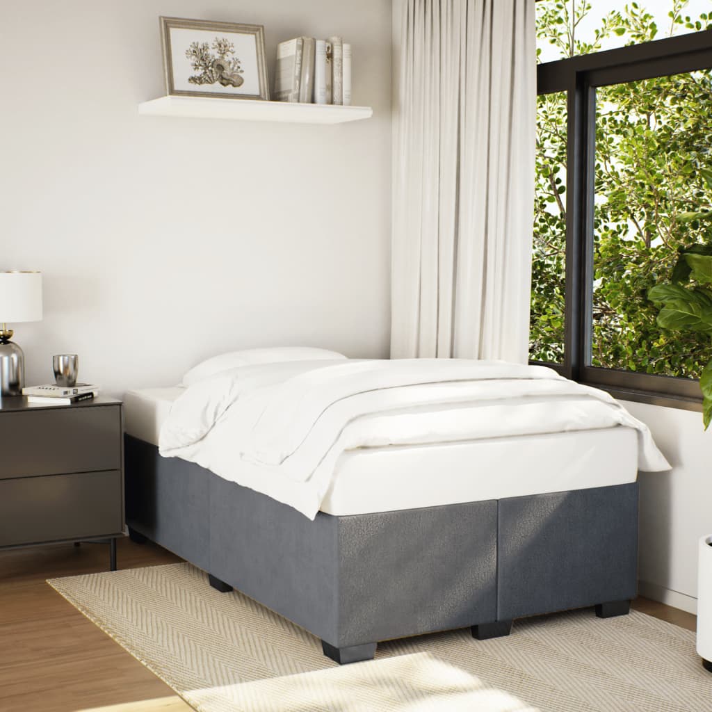 Estrutura de cama sem colchão 120x190 cm veludo cinza escuro