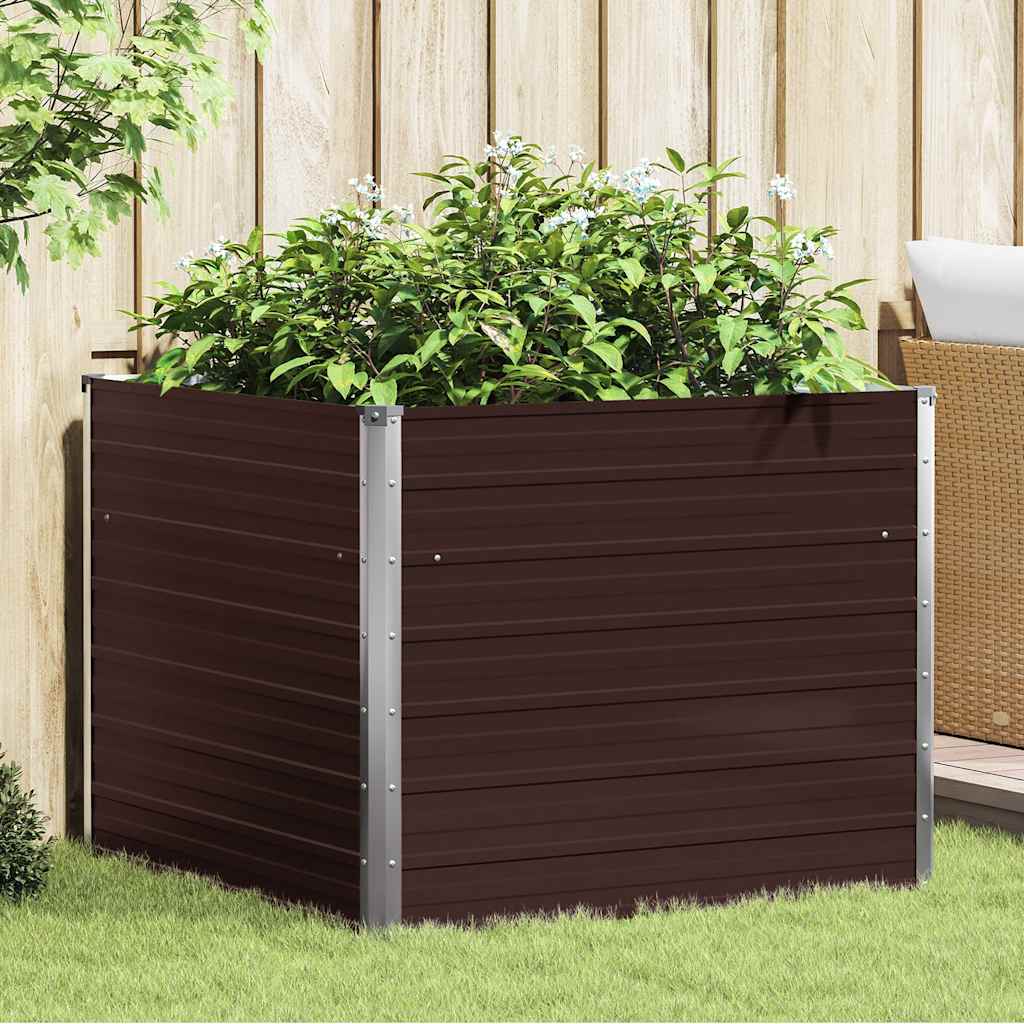 Canteiro jardim elevado 100x100x77cm aço galvanizado castanho