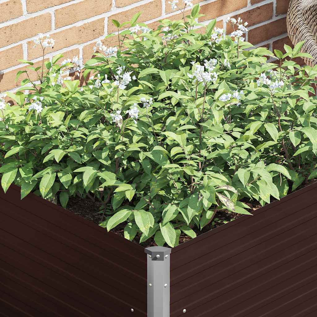 Canteiro jardim elevado 100x100x77cm aço galvanizado castanho