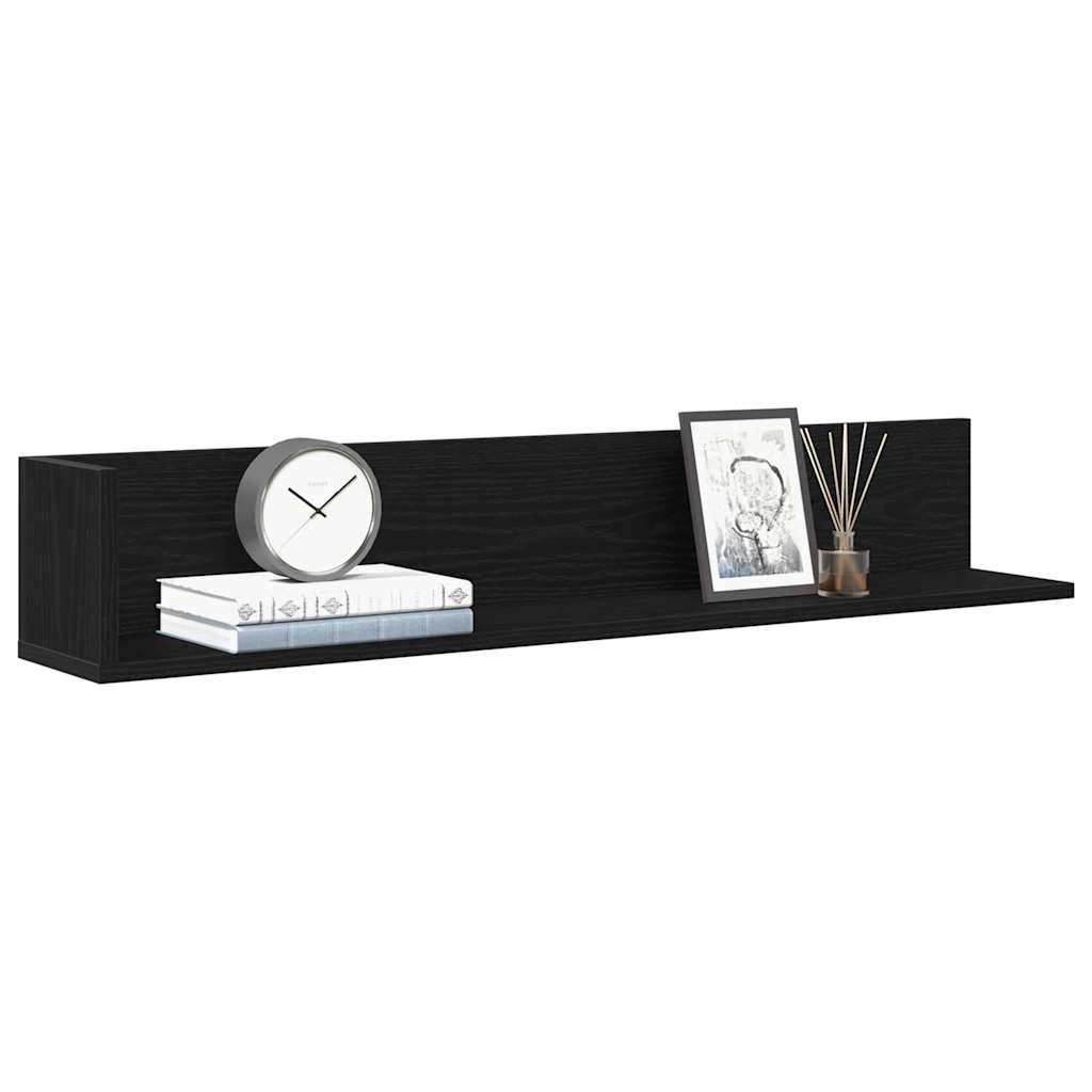 Prateleiras parede 2pcs 100x16,5x16,5cm derivados madeira preto