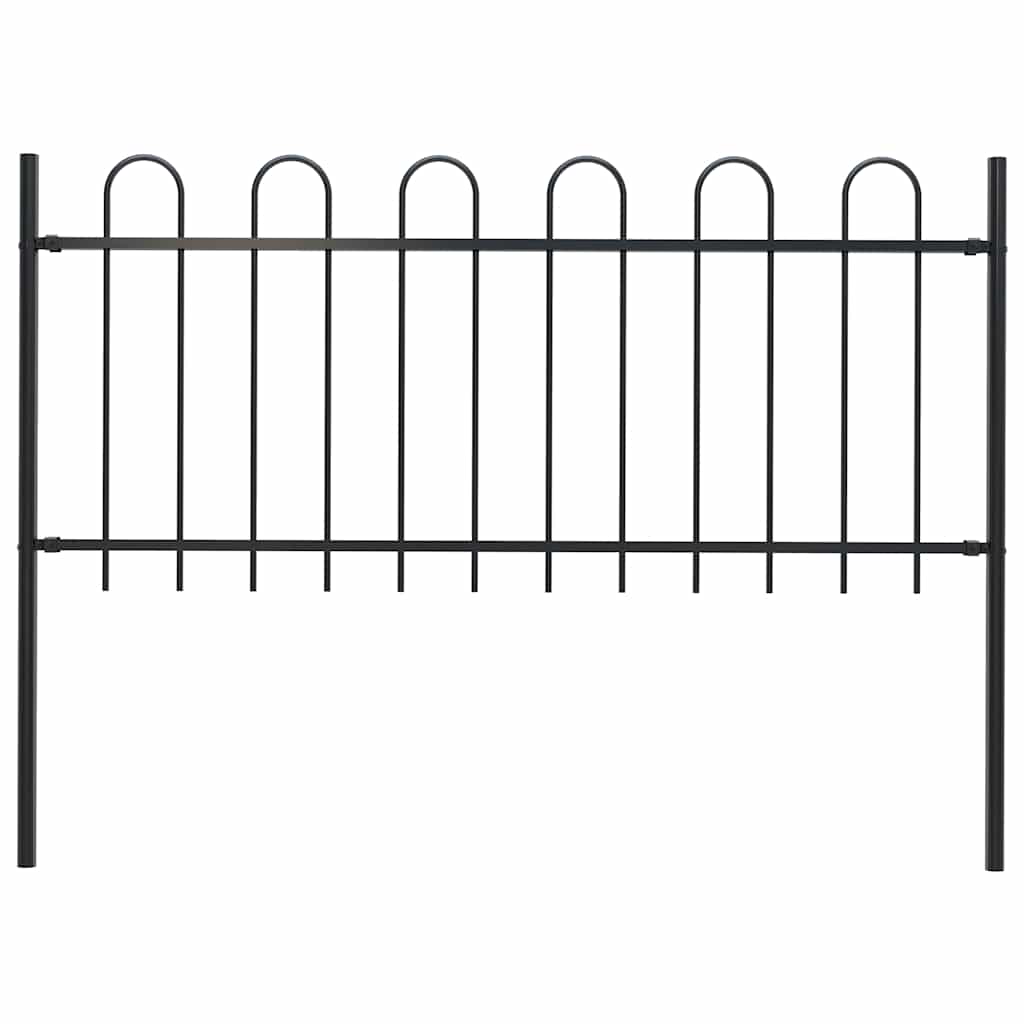 Cerca de jardim boxtel com topo em arco, aço, 170x100 cm, preto