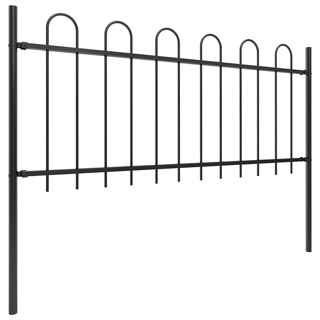 Cerca de jardim boxtel com topo em arco, aço, 170x100 cm, preto