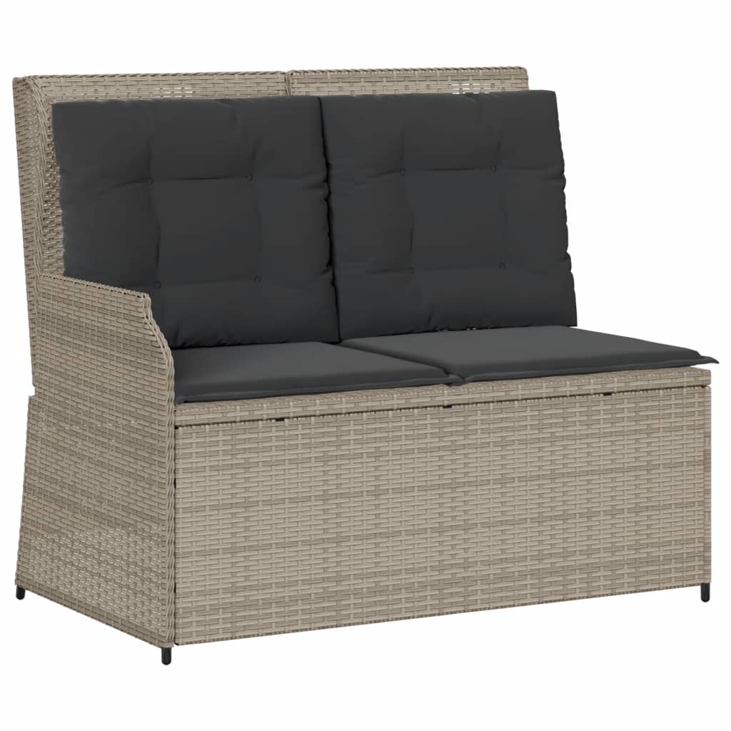 5 Pcs conj. lounge p/ jardim c/ almofadões vime PE cinza claro