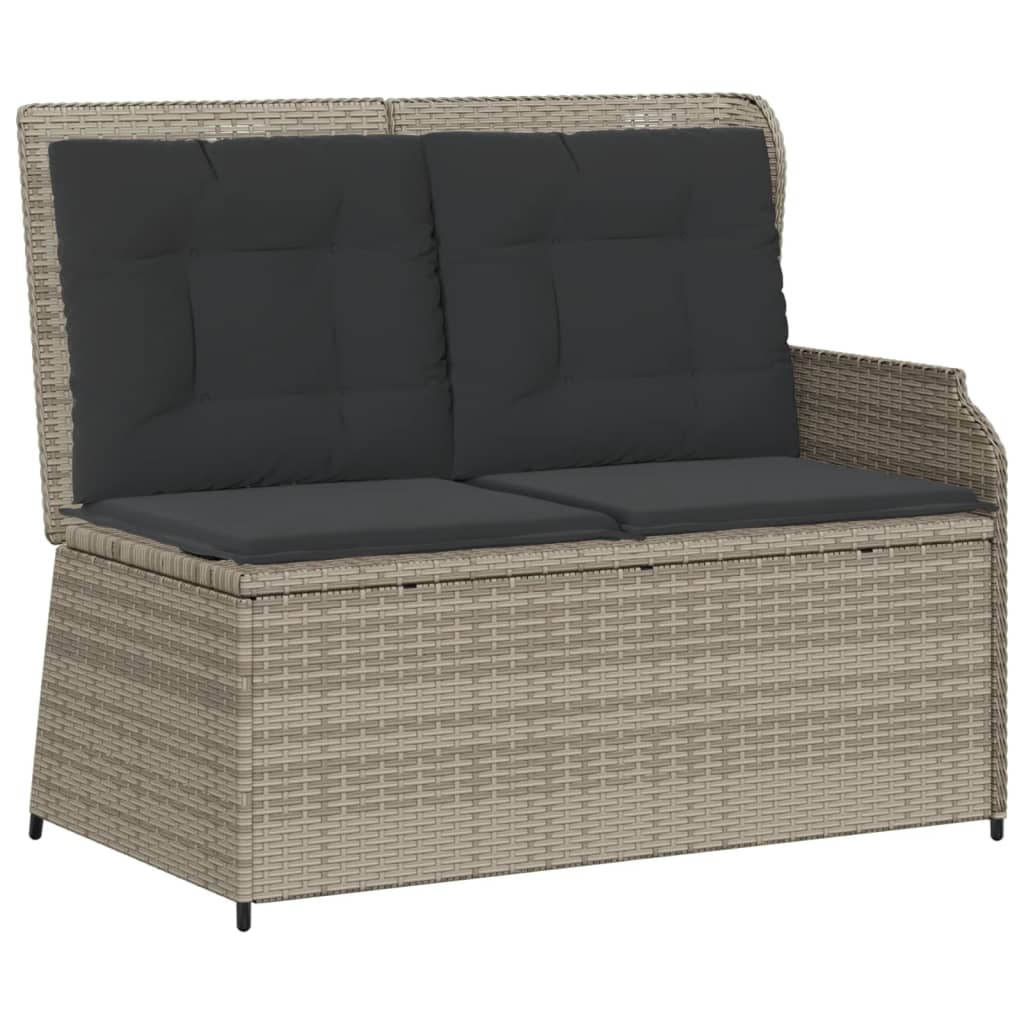 5 Pcs conj. lounge p/ jardim c/ almofadões vime PE cinza claro