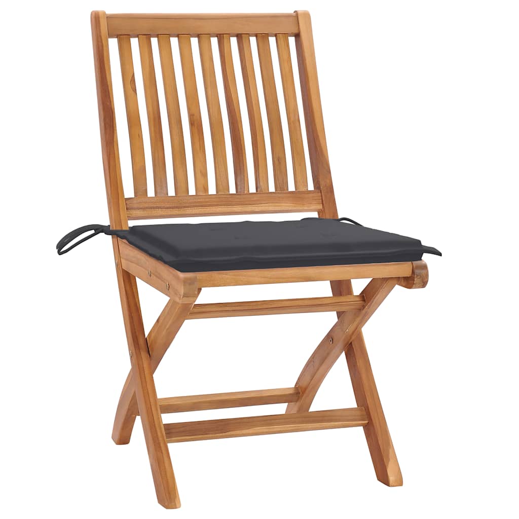 Cadeiras de jardim dobráveis c/ almofadões 4 pcs teca maciça