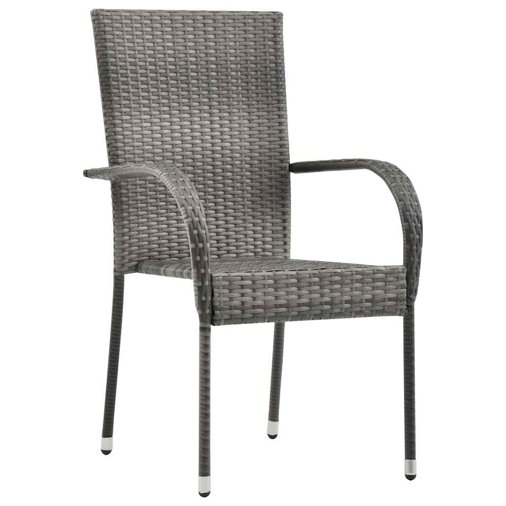 3 Pcs conjunto de jantar para jardim cinzento