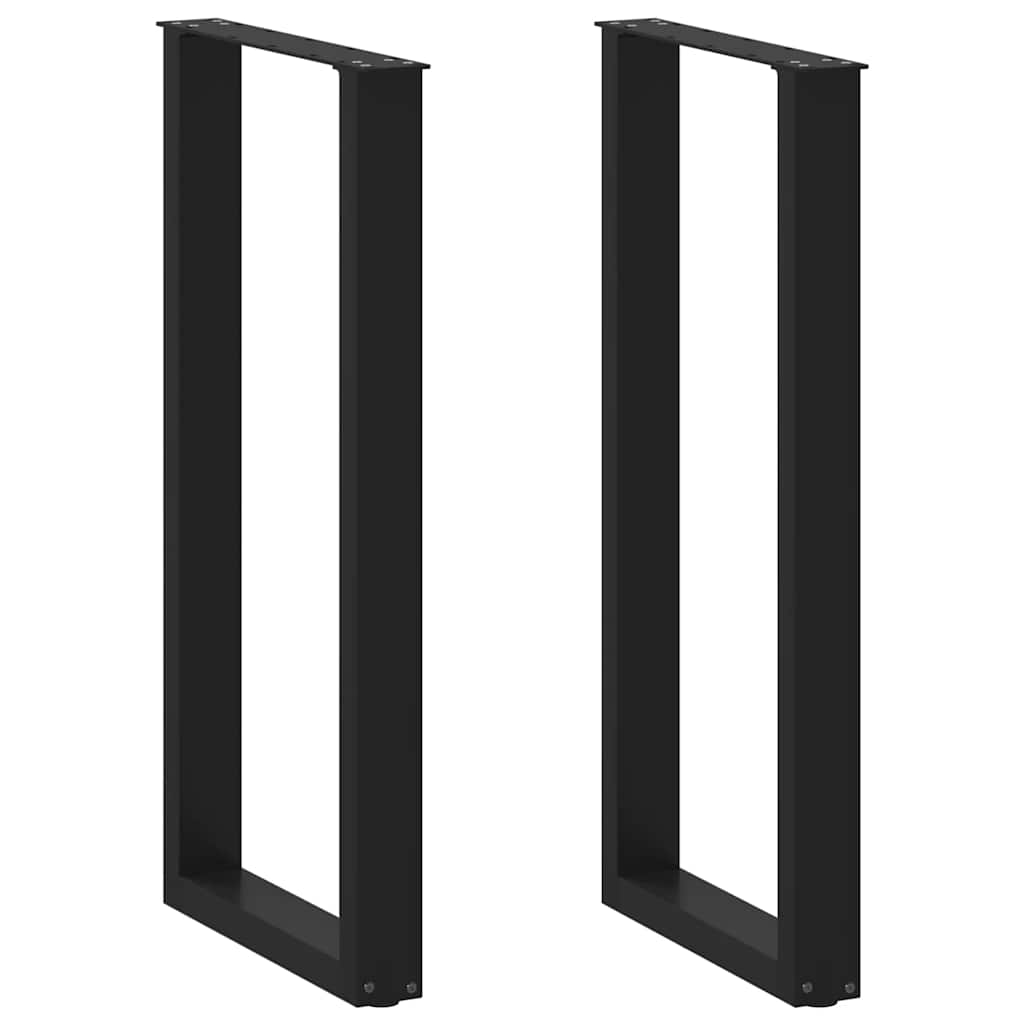 Pés de mesa de bar em forma de u, 2 peças, preto, 50x(100-101) cm, aço