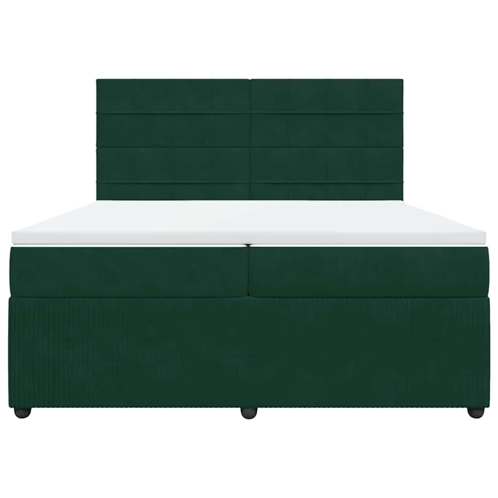 Cama com molas/colchão 200x200 cm veludo verde-escuro