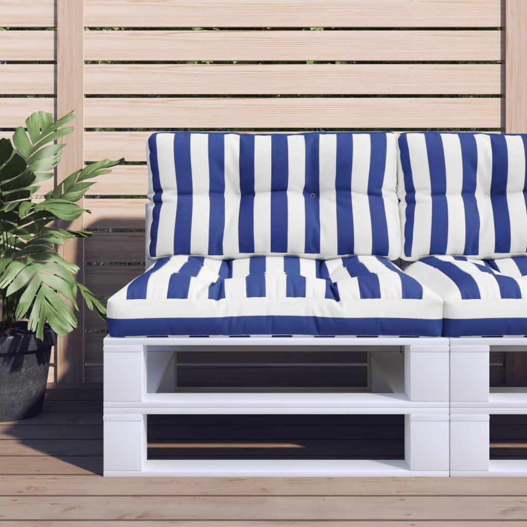 Almofadão para sofá de paletes 80x40x12 cm tecido azul/branco