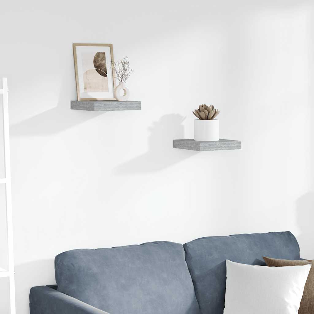 Prateleiras de parede 2 pcs 23x23,5x3,8cm MDF cinzento-cimento