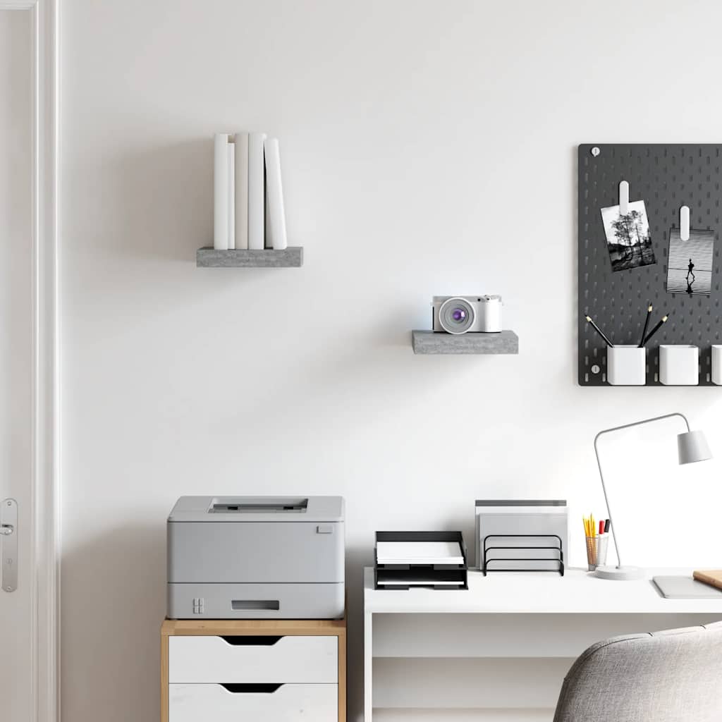 Prateleiras de parede 2 pcs 23x23,5x3,8cm MDF cinzento-cimento