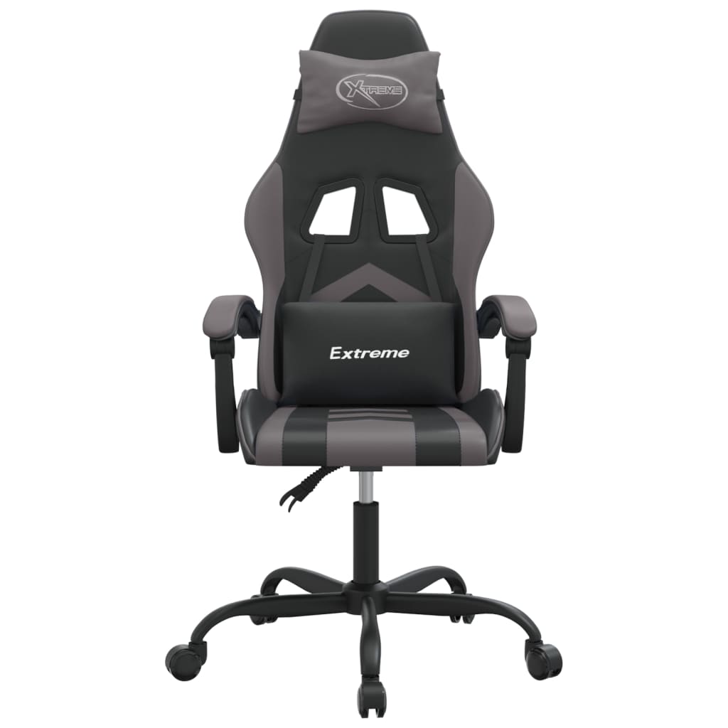Cadeira gaming giratória couro artificial preto e cinzento