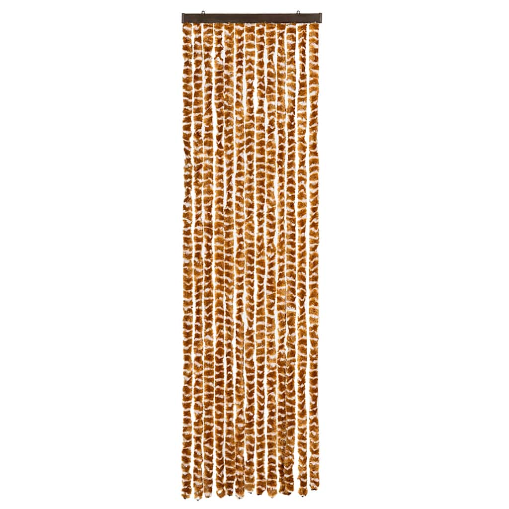 Cortina anti-insetos 56x185 cm chenille ocre e branco