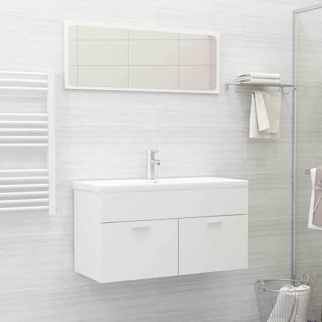 2 Pcs conjunto de móveis de casa de banho contraplacado branco