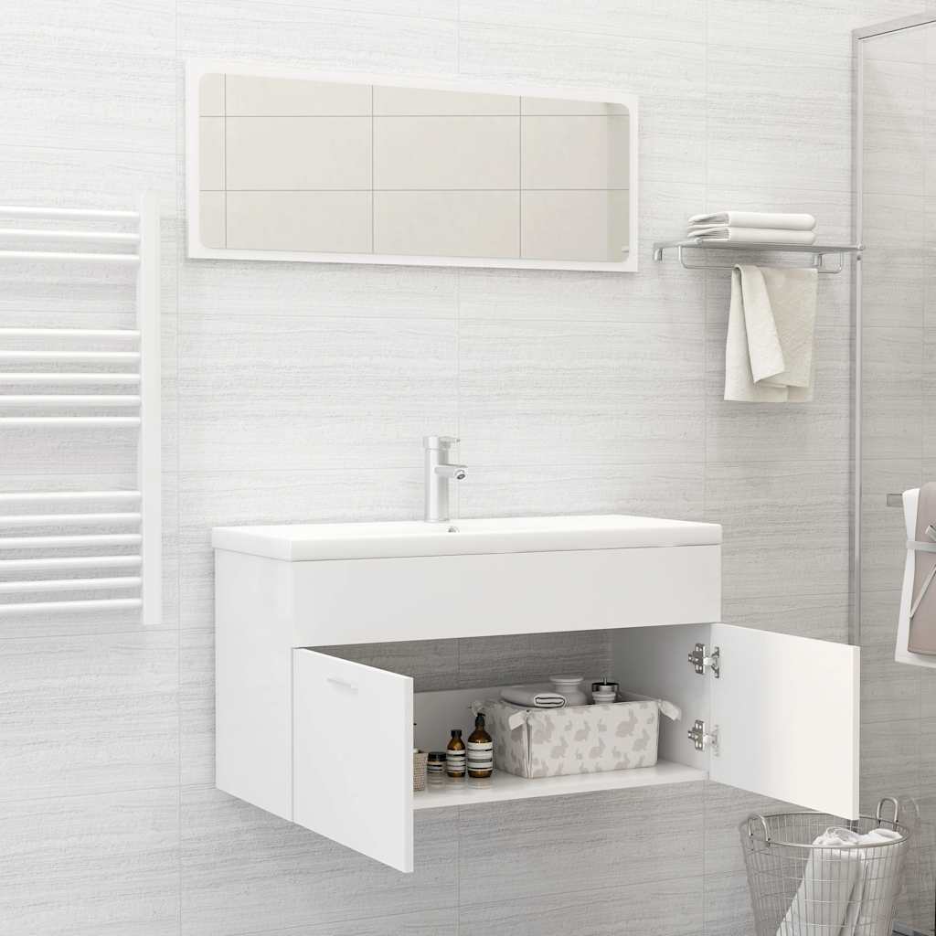 2 Pcs conjunto de móveis de casa de banho contraplacado branco