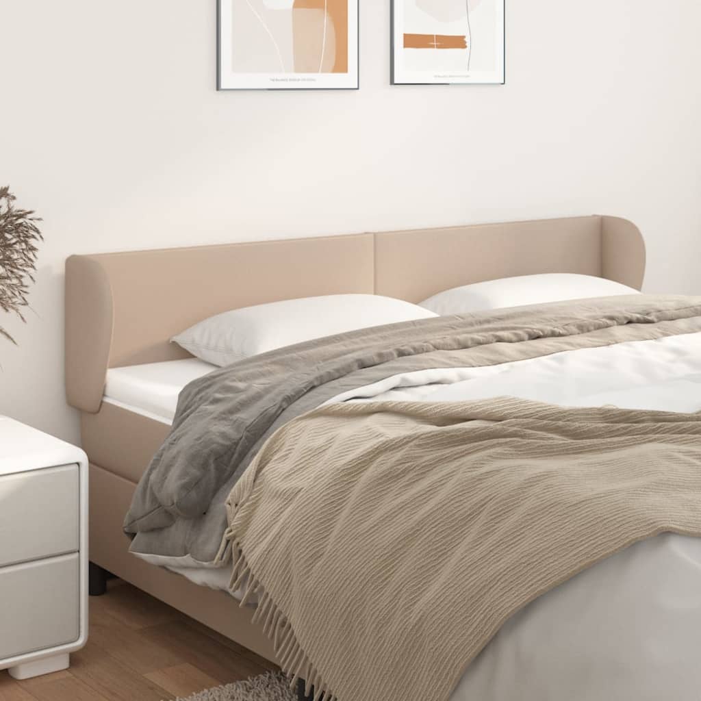 Cabeceira cama abas couro artificial 203x23x78/88 cm cappuccino