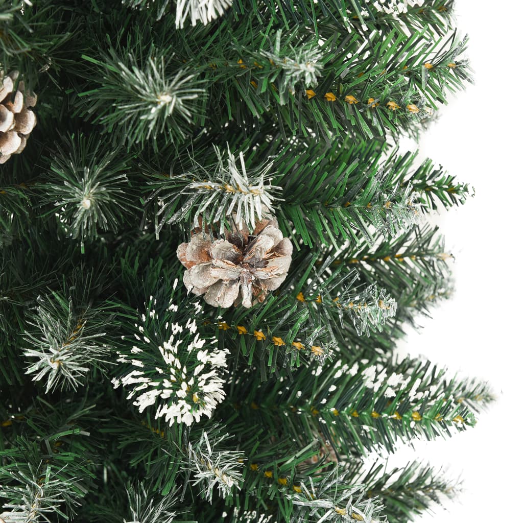 Árvore de natal artificial fina com suporte PVC 210 cm