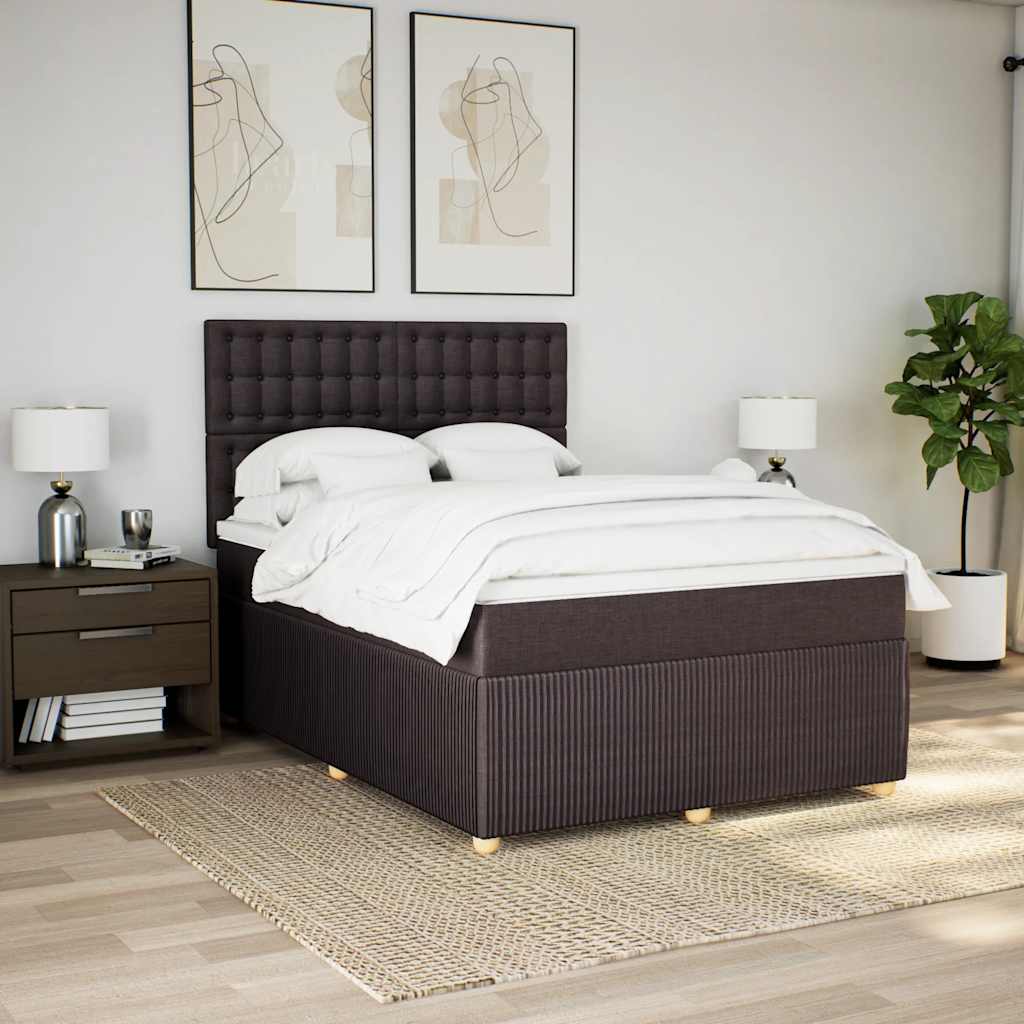 Cama com molas/colchão 160x200 cm tecido castanho-escuro