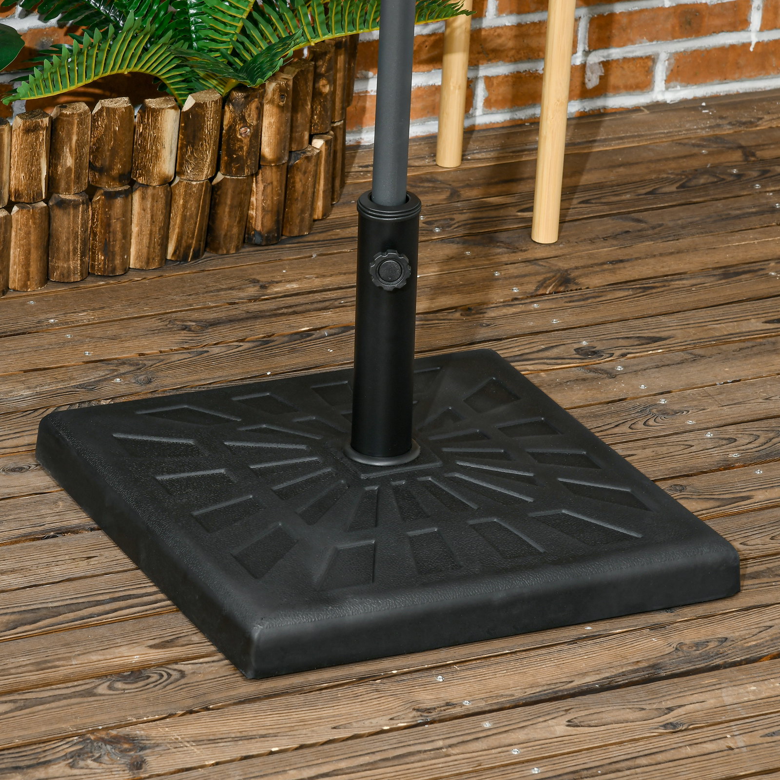 Base para chapéu de sol de resina 19 kg com mastro de ø32/38/48 mm para jardim varanda pátio 51x51x32 cm preto