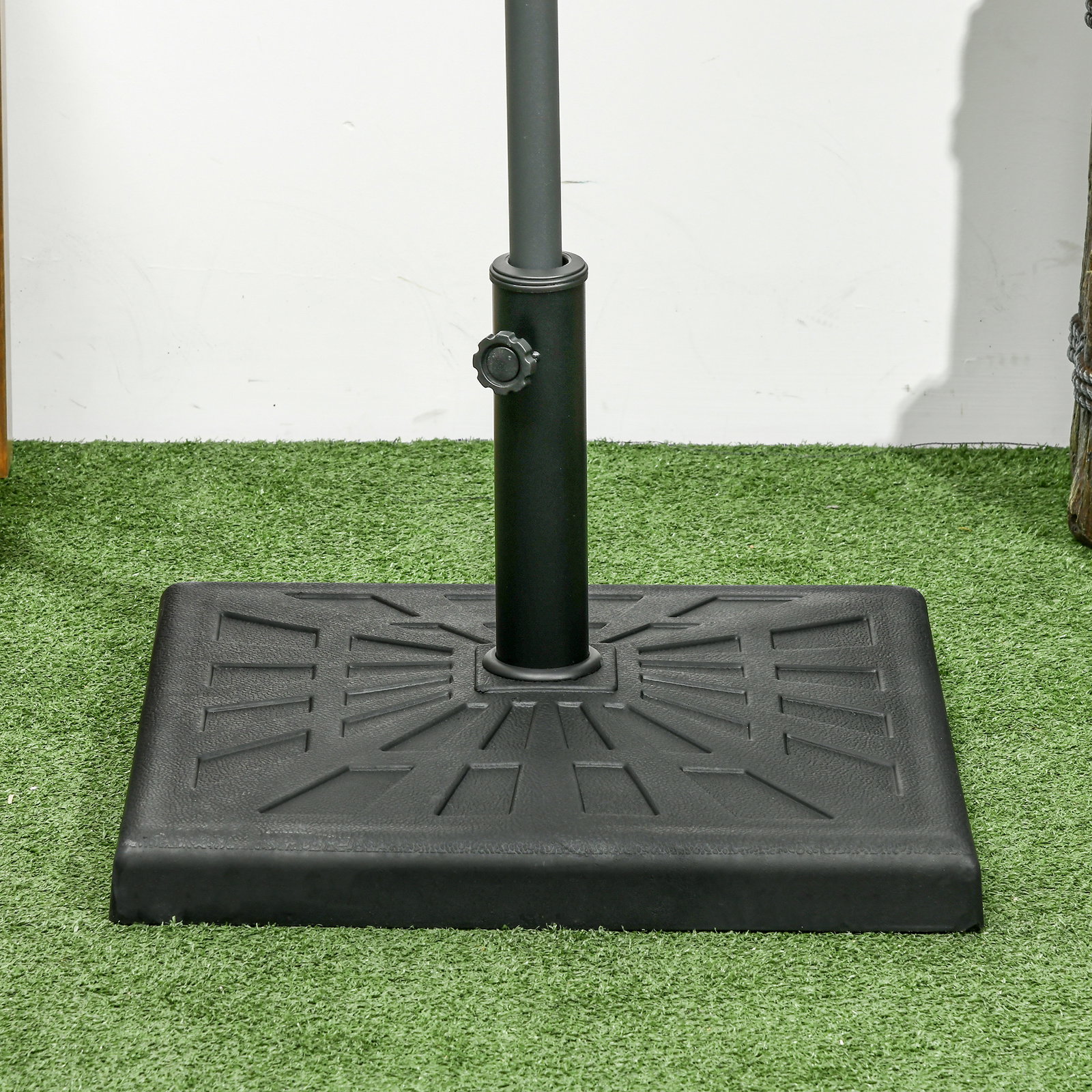 Base para chapéu de sol de resina 19 kg com mastro de ø32/38/48 mm para jardim varanda pátio 51x51x32 cm preto