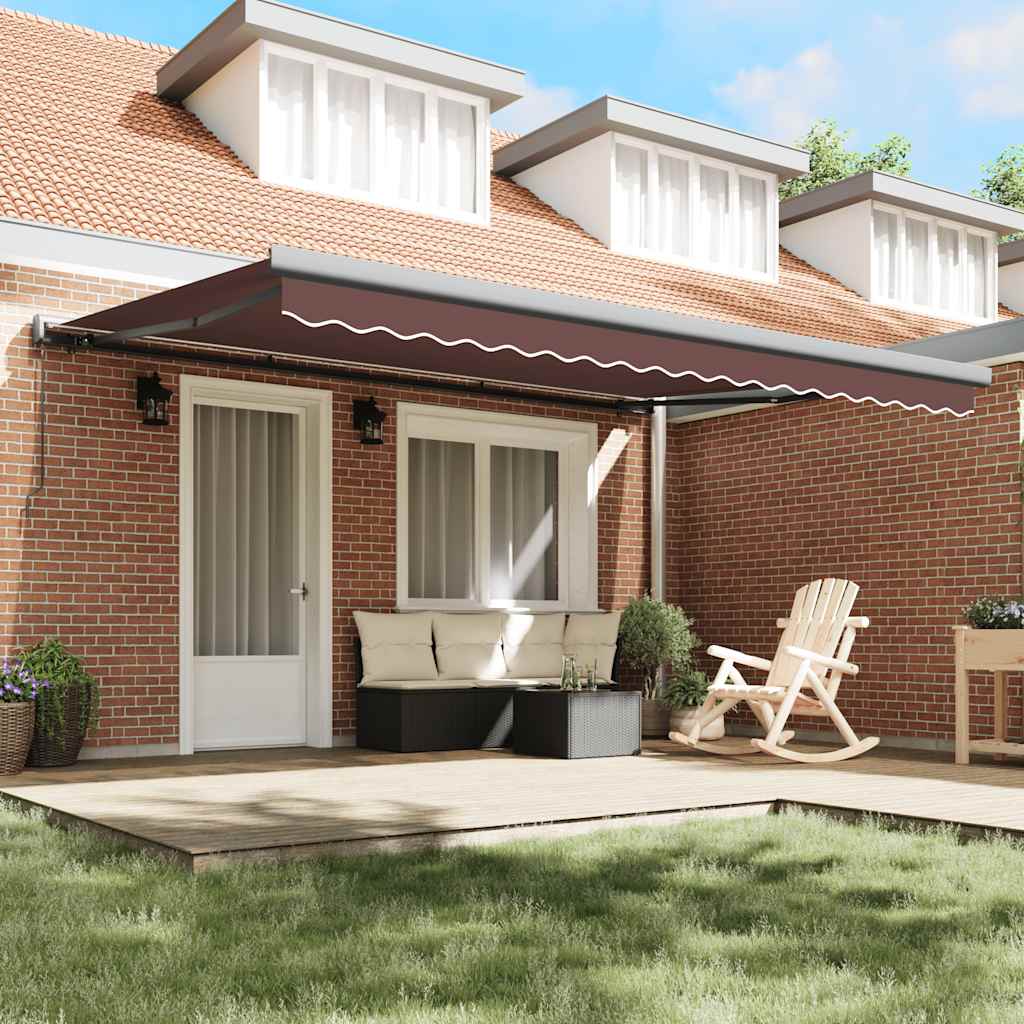 Toldo retrátil manual 450x300 cm castanho