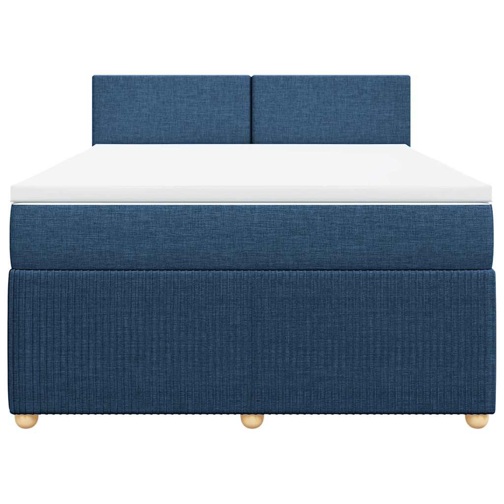 Cama com molas/colchão 140x190 cm tecido azul