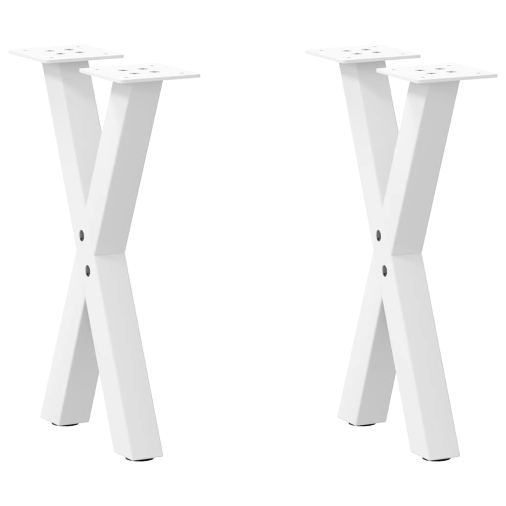 Pés para mesa de centro em formato de x, 2 peças, branco, 28x(42-43) cm, aço