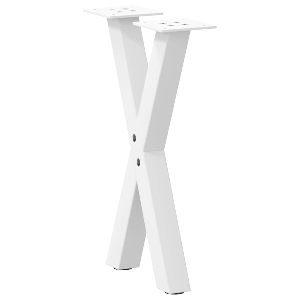Pés para mesa de centro em formato de x, 2 peças, branco, 28x(42-43) cm, aço