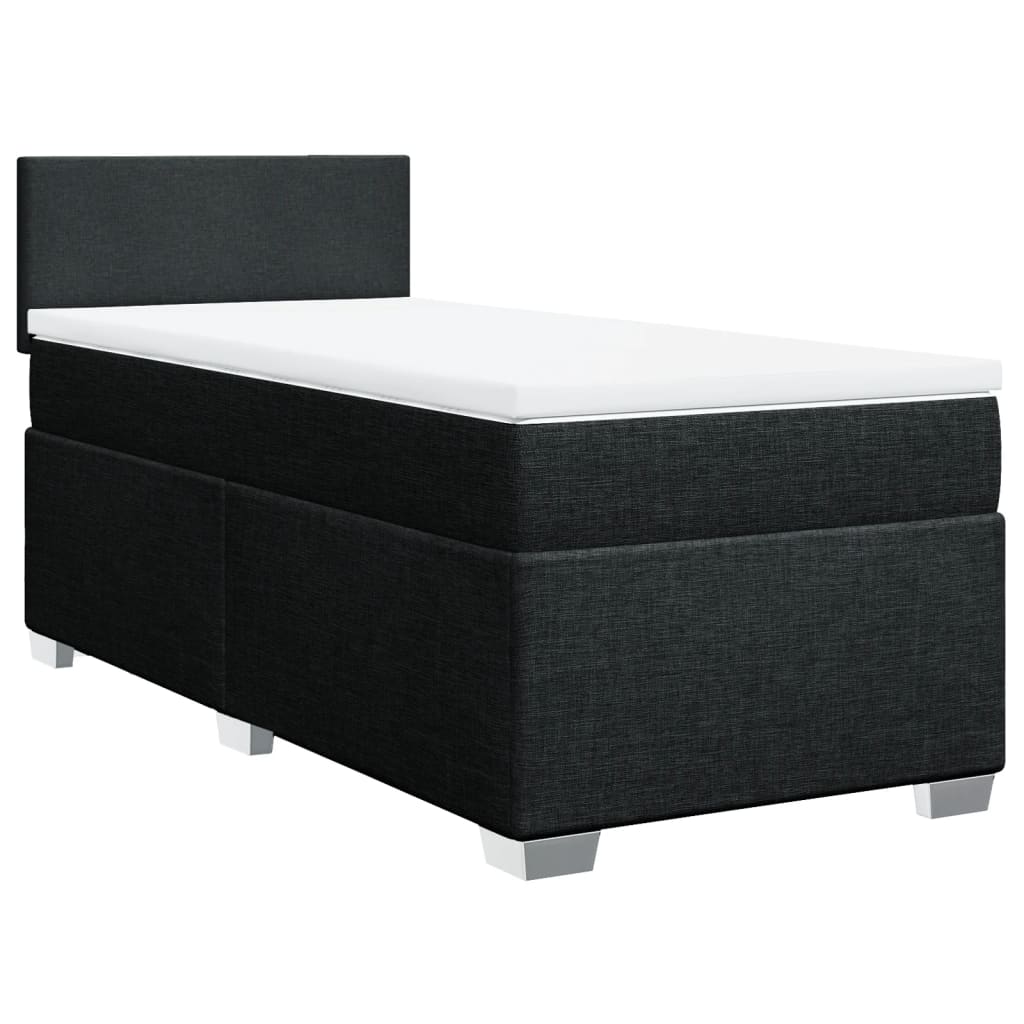 Cama com molas/colchão 90x190 cm tecido preto