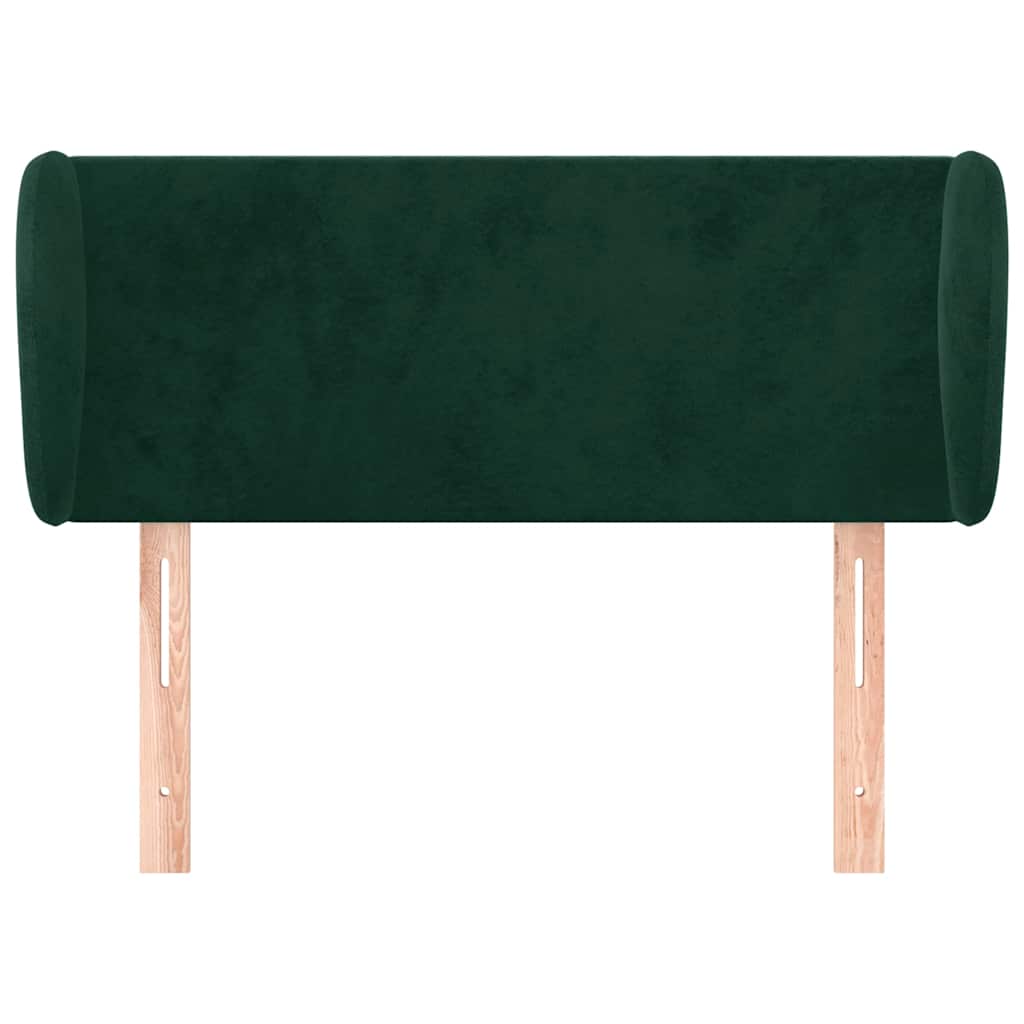 Cabeceira de cama c/ abas veludo 103x23x78/88cm verde-escuro