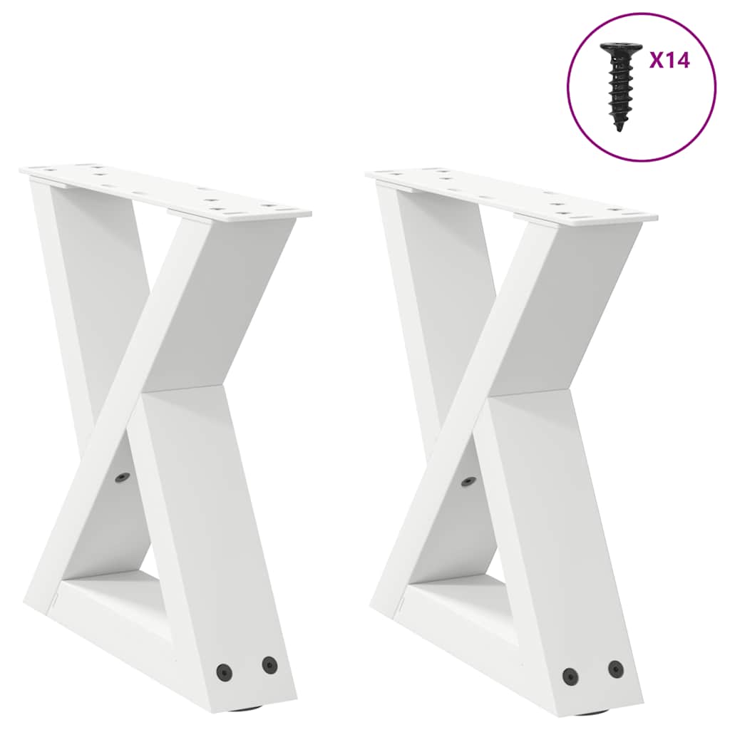 Pés para mesa de centro 2 peças, branco, 30x(30-31,3) cm, aço