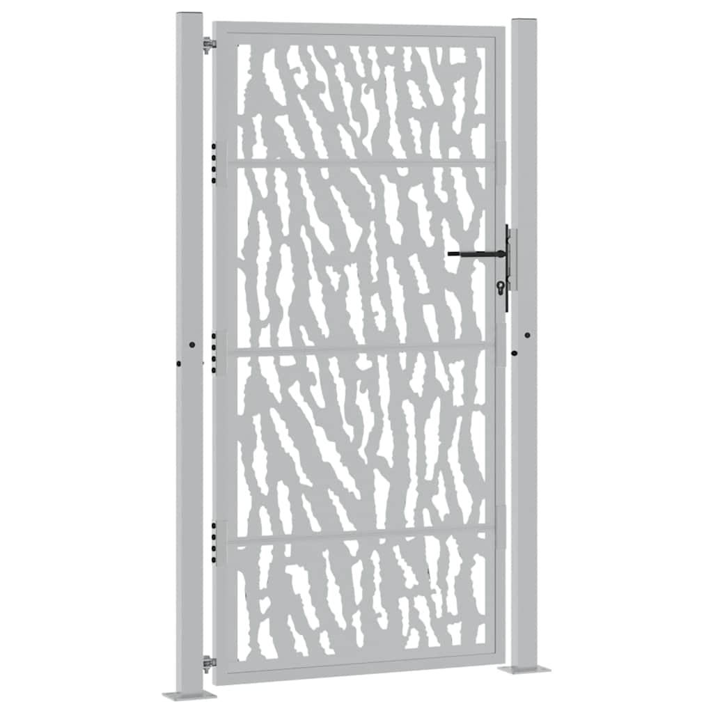 Portão de jardim 100x175 cm em aço intemperizado com design de traços