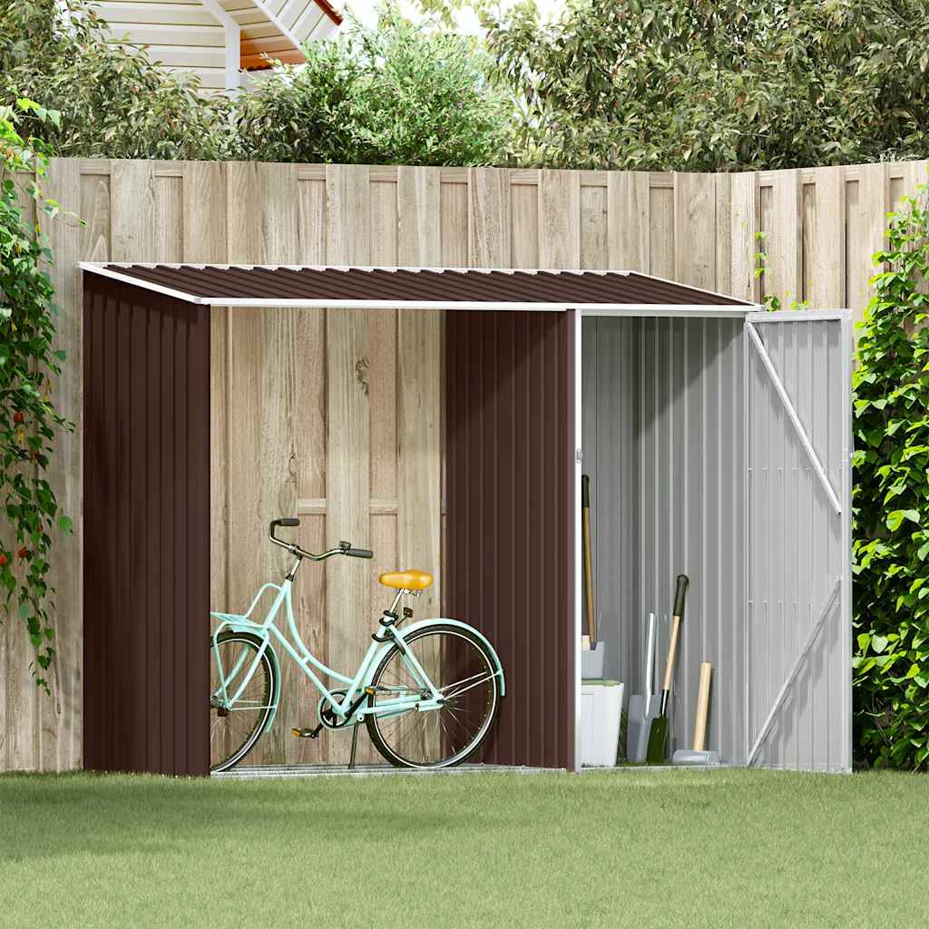 Abrigo de lenha p/ jardim 245x98x159cm aço galvanizado castanho