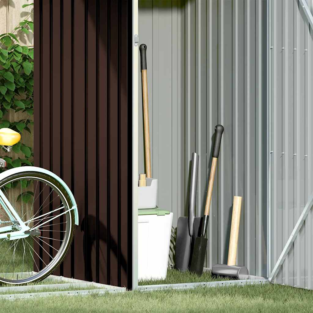 Abrigo de lenha p/ jardim 245x98x159cm aço galvanizado castanho