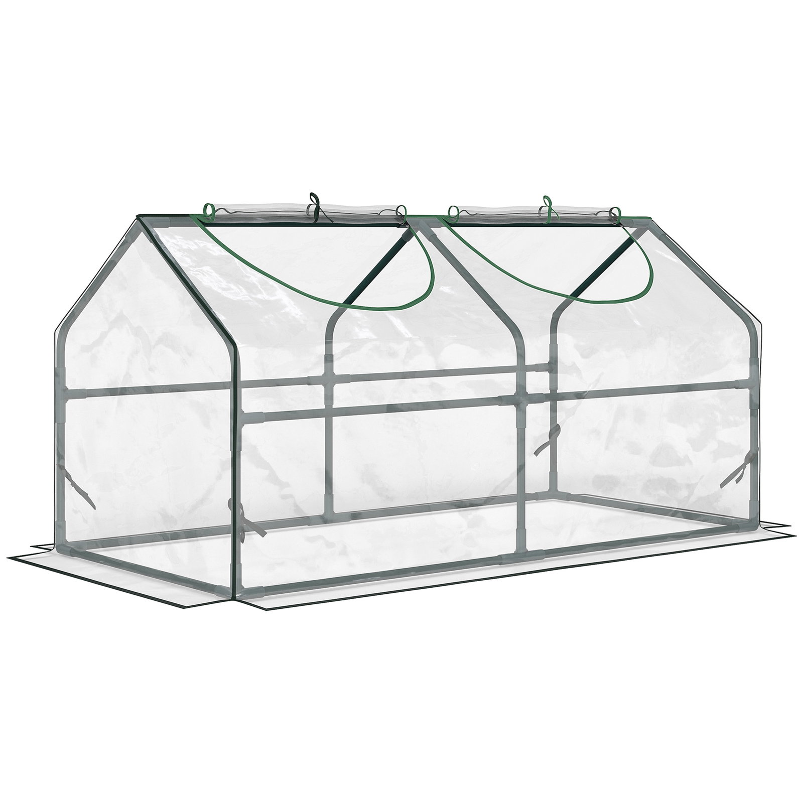 Estufa 119x60x60cm Estufa de Jardim com 2 Janelas Enroláveis para Cultivo de Plantas Verduras Flores Transparente
