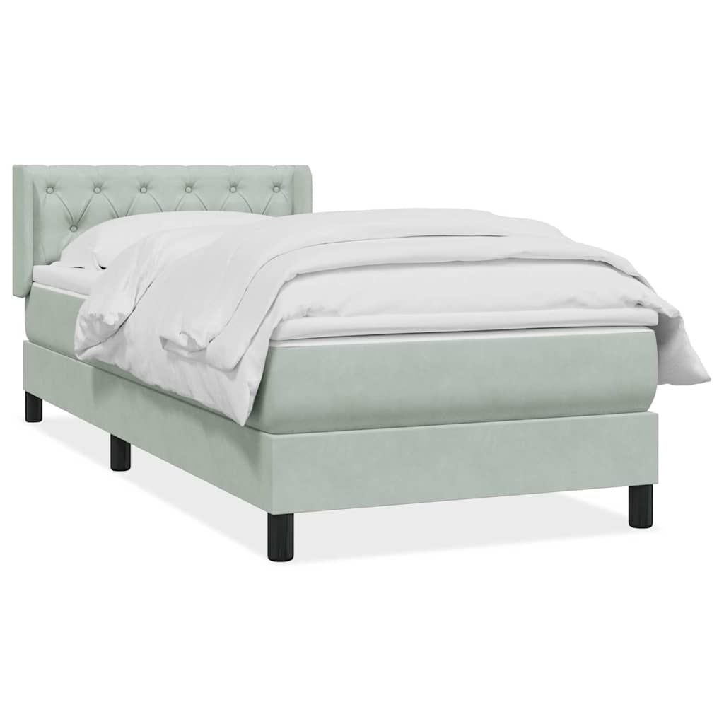 Cama com molas/colchão cinzento-claro 80x220 cm veludo