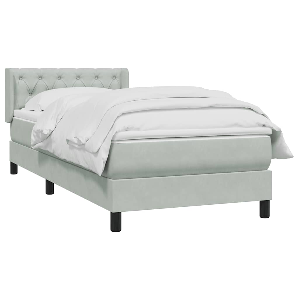 Cama com molas/colchão cinzento-claro 80x220 cm veludo